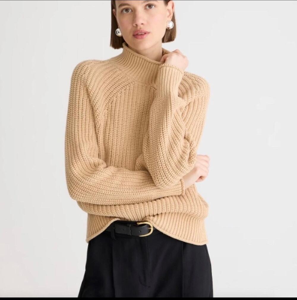 J. Crew Relaxed Rollneck Pullover Knit Sweater in Sandy Beach Size XS